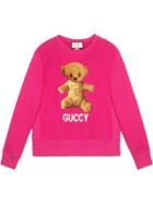 Gucci Cotton Sweatshirt With Teddy Bear - Pink & Purple