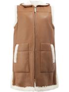 Maison Ullens Shearling Hooded Gilet - Brown
