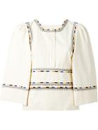 Isabel Marant - Embroidered Top - Women - Cotton/polyester/glass - 40, Nude/neutrals, Cotton/polyester/glass