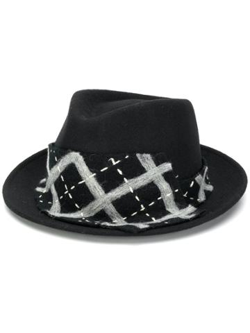Le Chapeau Checked Band Hat - Black