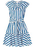 Msgm Twist Front Striped Dress - Blue