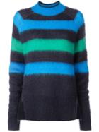 Proenza Schouler Pswl Brushed Stripe Wool Mohair Sweater - Blue