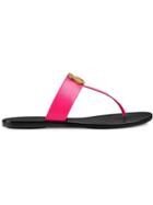 Gucci Leather Thong Sandal With Double G - Pink