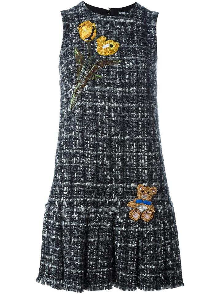 Dolce & Gabbana Tweed Dress, Women's, Size: 36, Black, Silk/cotton/wool