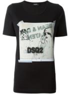 Dsquared2 Sketch Print T-shirt, Women's, Size: Xxs, Black, Cotton