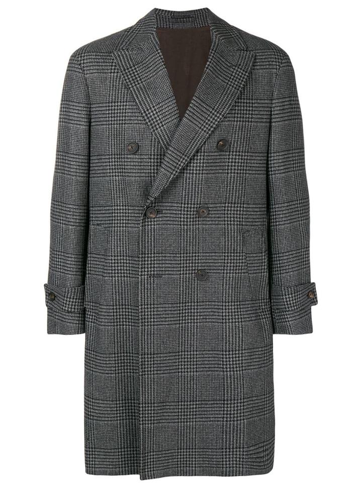 Dell'oglio Double-breasted Houndstooth Coat - Grey
