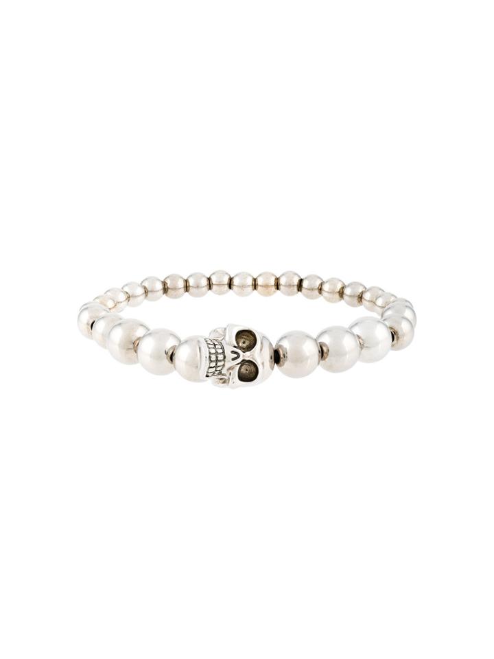 Alexander Mcqueen Beaded Skull Bracelet - Metallic