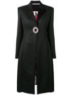 Peter Do Crystal Brooch Overcoat - Black