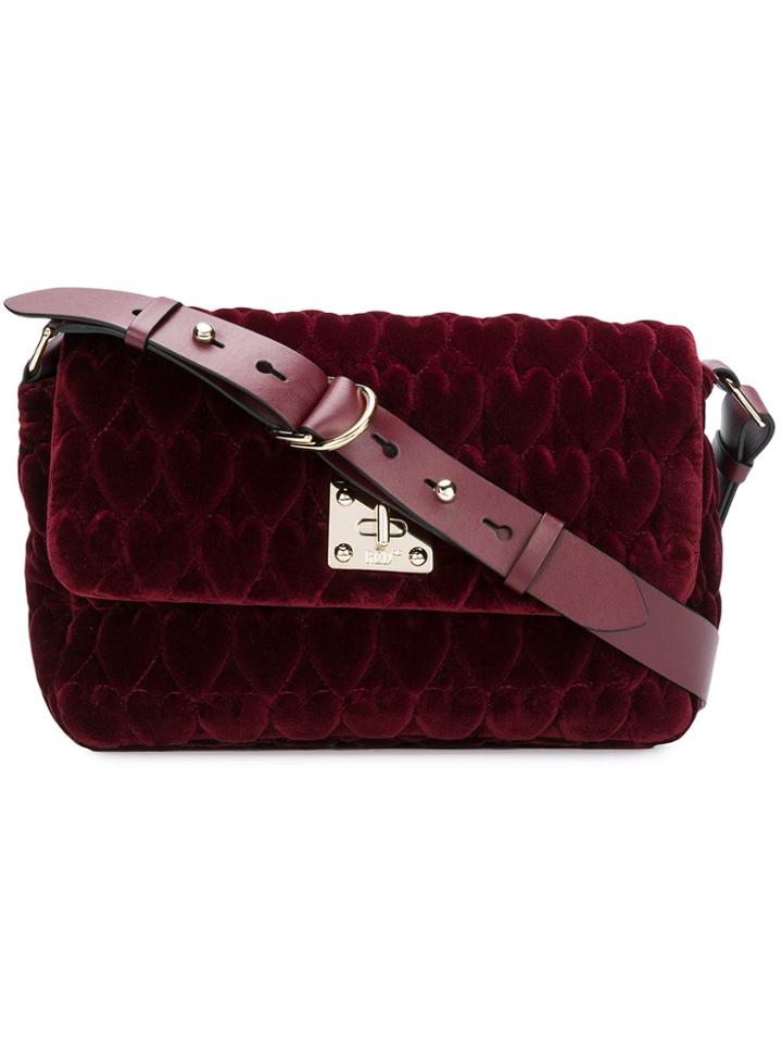 Red Valentino Heart-quilted Velvet Shoulder Bag