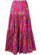 La Doublej Long Floral Print Skirt - Pink