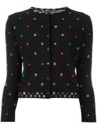 Alexander Mcqueen Floral Cross Stitch Cardigan, Women's, Size: Small, Black, Silk/viscose/polyester/spandex/elastane