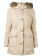Woolrich Trimmed Hood Zipped Coat, Women's, Size: Medium, Nude/neutrals, Cotton/polyamide/coyote Fur/polyamide
