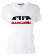 Karl Lagerfeld 'fly With Karl' T-shirt, Women's, Size: Xs, White, Cotton