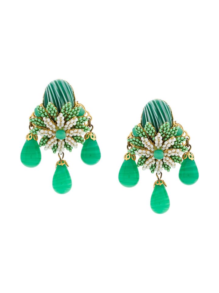 Rewind Vintage Affairs Floral Clip-on Earrings - Green