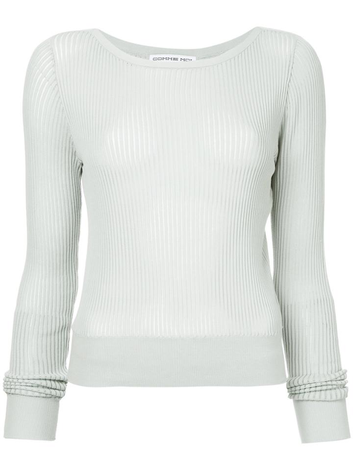Comme Moi Round Neck Ribbed Top - Green