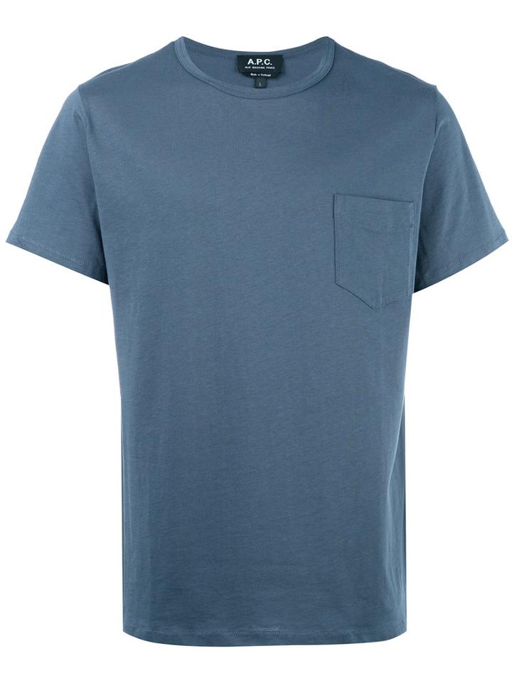 A.p.c. Chest Pocket T-shirt, Men's, Size: Small, Blue, Cotton