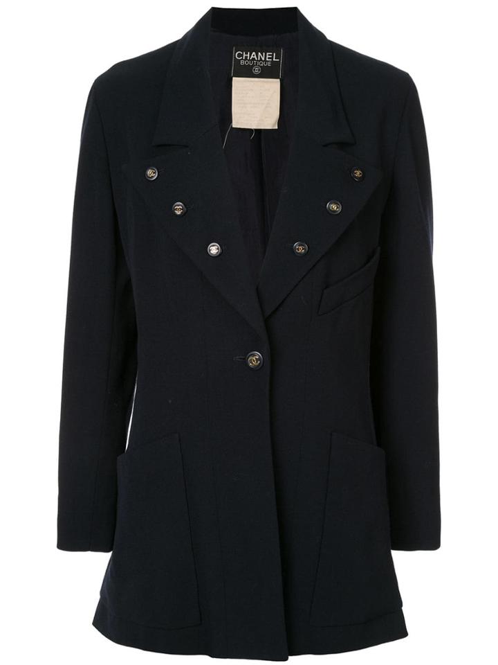 Chanel Vintage Button-embellished Blazer - Blue