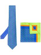 Etro Turtle Print Tie And Pocket Square - Blue
