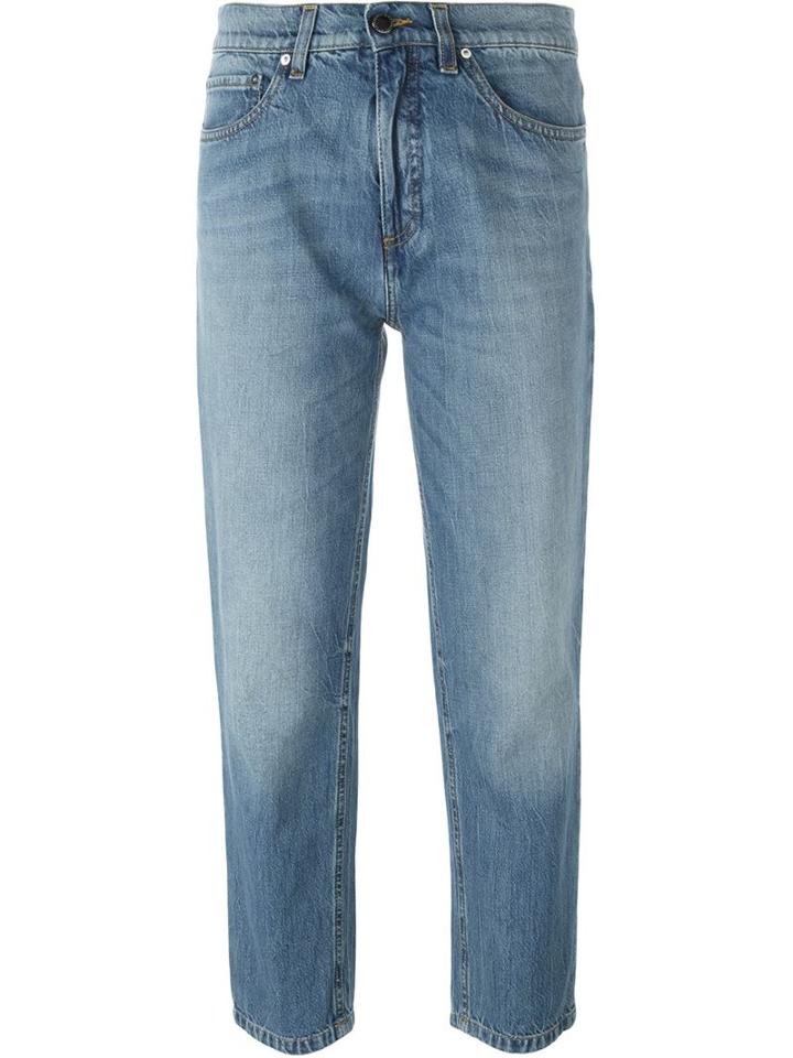 Victoria Victoria Beckham Straight Leg Cropped Jeans, Women's, Size: 28, Blue, Cotton