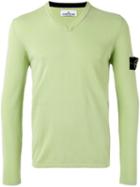 Stone Island - V-neck Sweater - Men - Cotton - L, Green, Cotton