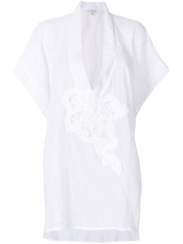 Lila. Eugenie V-neck Short Beach Dress - White