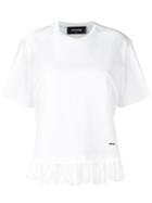 Dsquared2 Lace Effect Fringed T-shirt, Women's, Size: Medium, White, Cotton/polyamide