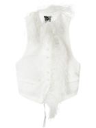 Ann Demeulemeester Marabu Feather Vest - White