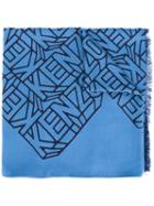 Kenzo - Embroidered Scarf - Women - Silk/modal - One Size, Blue, Silk/modal