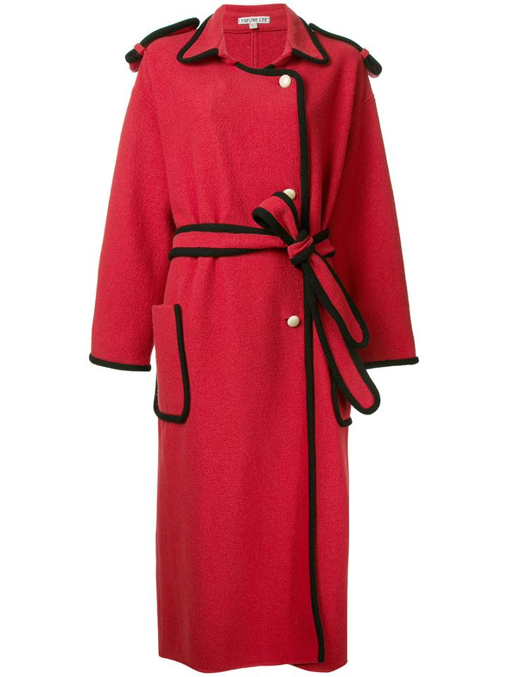 Edeline Lee Belted Midi Coat, Women's, Size: 8, Red, Wool