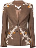 Jonathan Simkhai Appliqué Detail Plaid Jacket - Brown