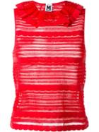 M Missoni Frill Neck Sheer Top, Women's, Size: 44, Red, Cotton/polyamide/polyester/viscose