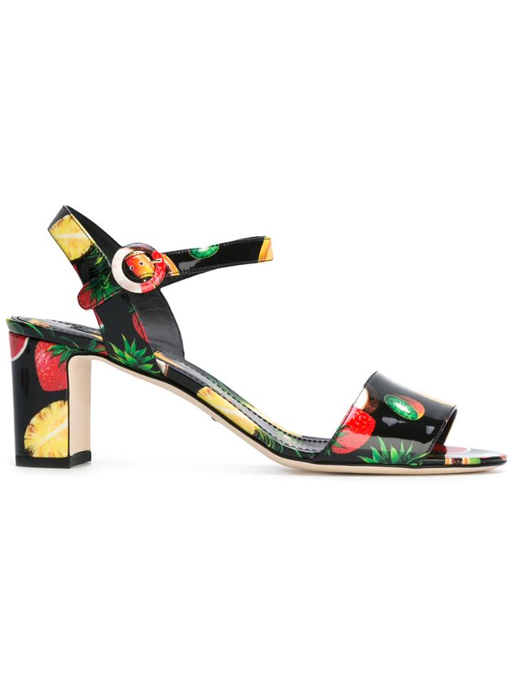 Dolce & Gabbana Fruit Print Sandals - Black