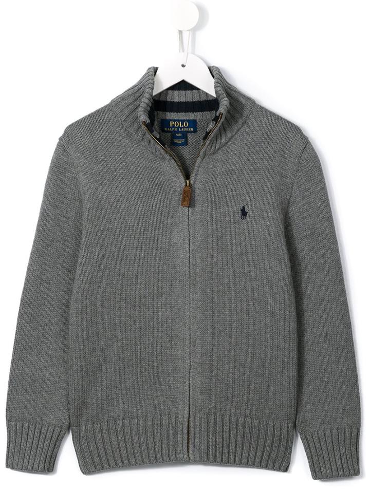 Ralph Lauren Kids Zipped Knit Jacket, Boy's, Size: 7 Yrs, Grey