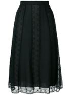 Chanel Vintage Lace Panel Midi Skirt - Black