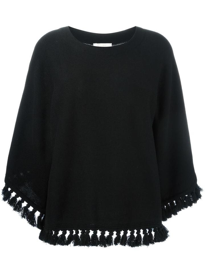 Chloé Tassel Trim Jumper, Women's, Size: Small, Black, Wool/cotton