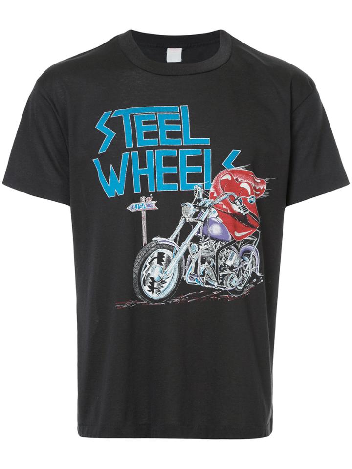 Fake Alpha Vintage Rolling Stones Steel Wheels Print T-shirt - Black