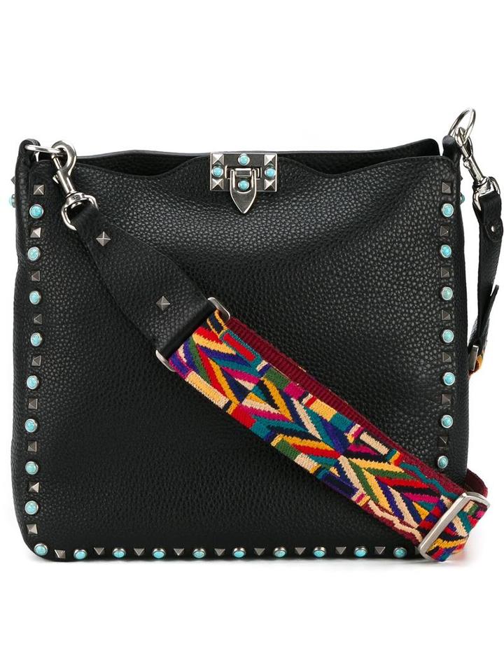 Valentino Valentino Garavani Guitar Rockstud Rolling Hobo Bag, Women's, Black, Leather