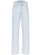 Pushbutton Straight-leg Corset Jeans - Blue