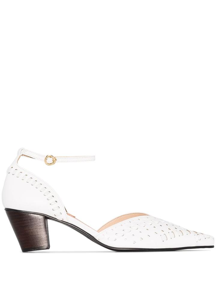 Reike Nen Woven Stacked-heel Pumps - White