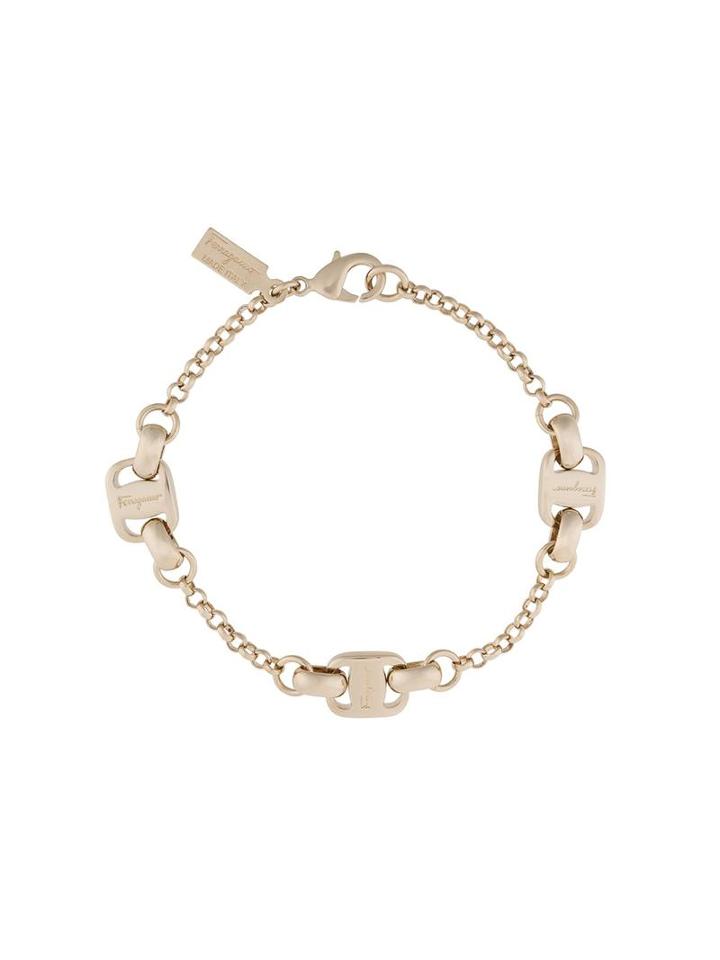 Salvatore Ferragamo Vara Plate Chain Bracelet, Women's, Metallic