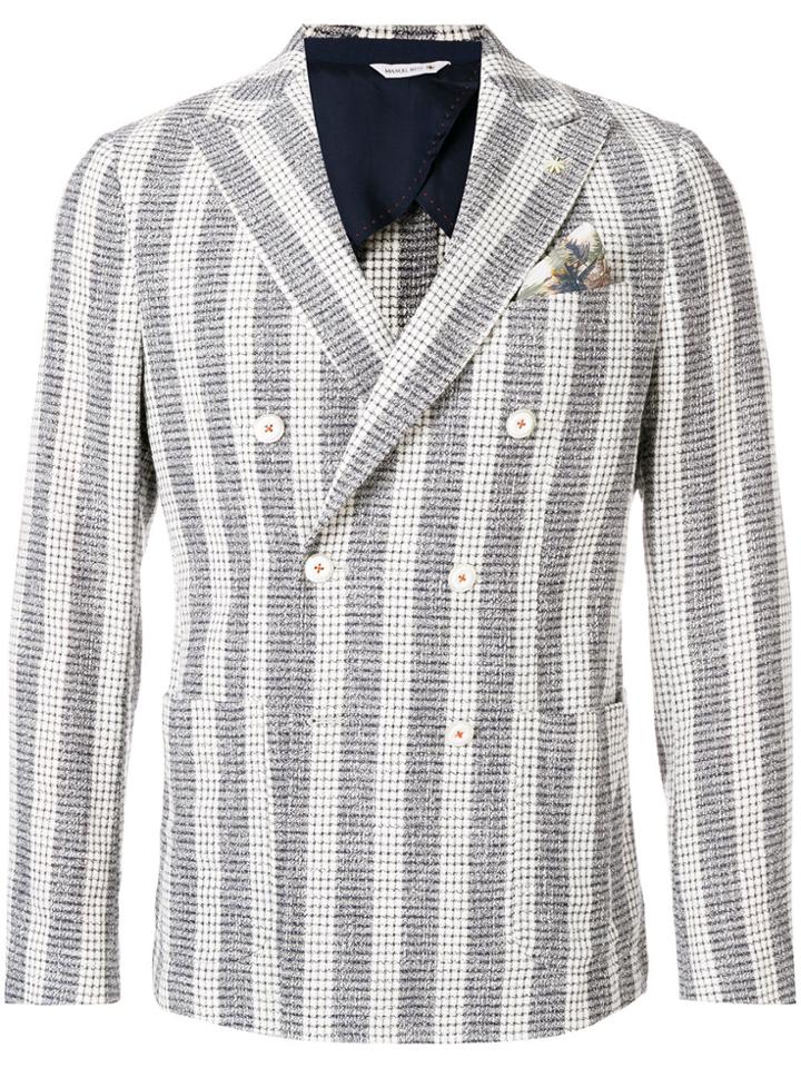 Manuel Ritz Striped Button Blazer - White