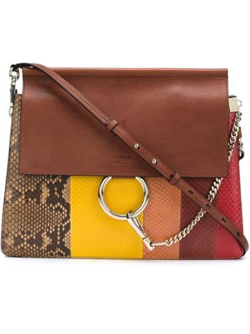 Chloé 'faye' Shoulder Bag, Women's, Brown, Leather/python Skin