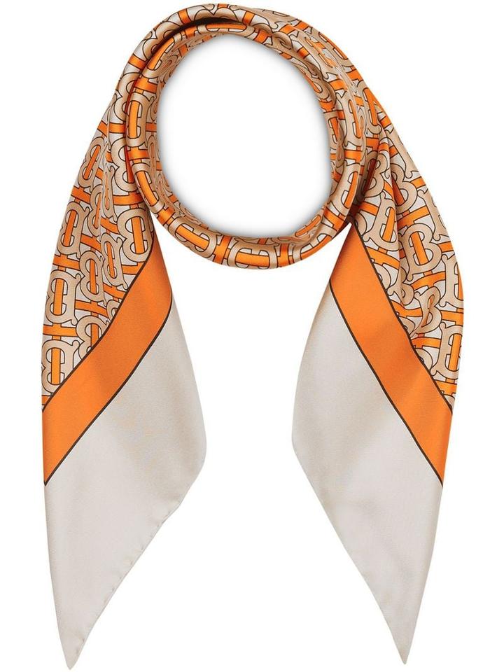 Burberry Monogram Print Square Scarf - Orange