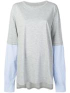 Mm6 Maison Margiela Poplin Sleeve Sweatshirt - Grey