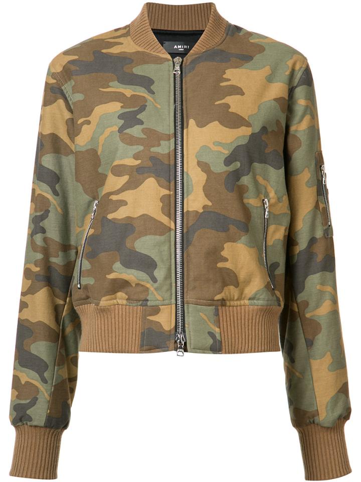 Amiri Camouflage Print Bomber Jacket - Green