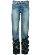 Tu Es Mon Trésor Tulle Flower Boyfriend Jeans - Blue