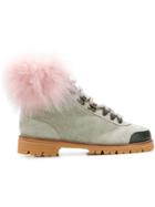 Mr & Mrs Italy Fur Trim Ankle Boots - Grey