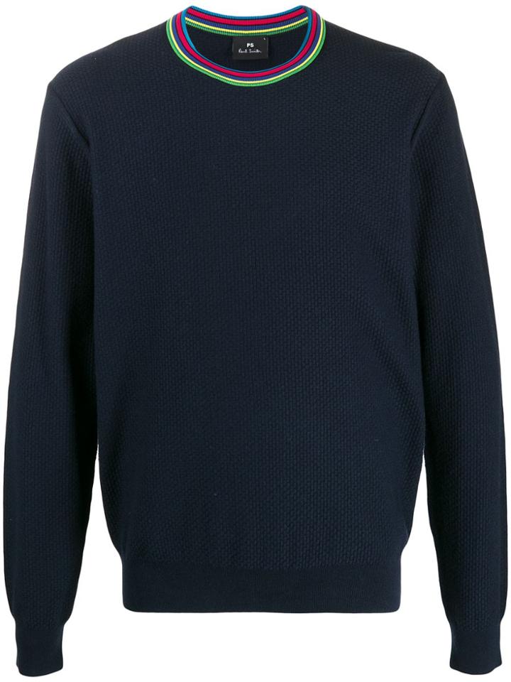 Ps Paul Smith Contrast Collar Knit Sweater - Blue