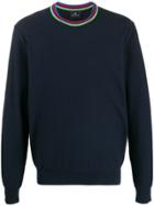 Ps Paul Smith Contrast Collar Knit Sweater - Blue