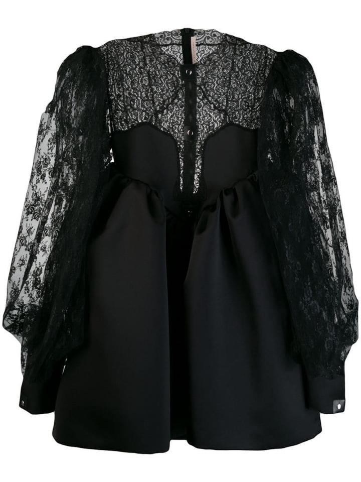 Christopher Kane Cupcake Lace Sleeve Mini Dress - Black